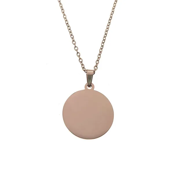 Blank Custom Engraved Name of Stainless Steel Circular Pendant Necklace photo-4