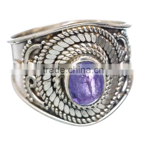 UNIQUE DESIGN 925 SOLID STERLING FINE SILVER TANZANITE RING