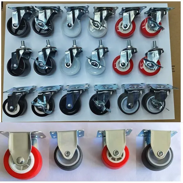 Casters 1.5-Inch 2-Inch 2.5-Inch 3-Inch Black PP Flat Universal Wheel Fixed Edge Brake Screw Stroller Wheels Wholesale photo-3
