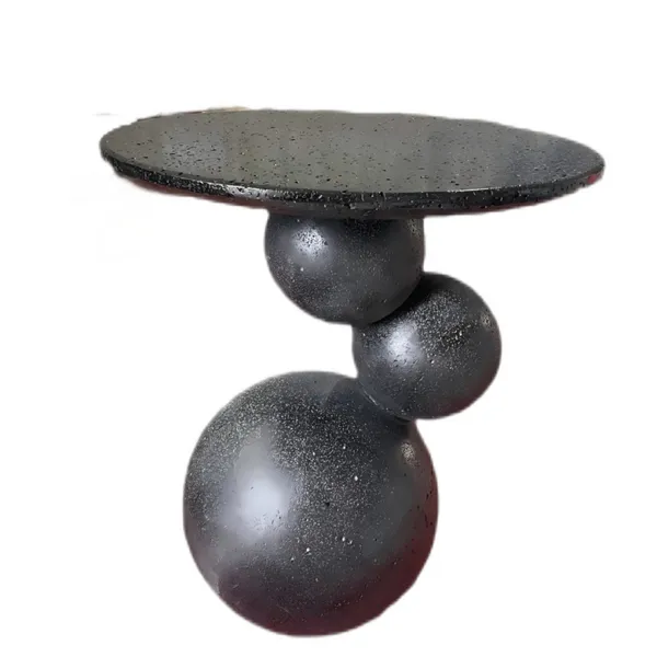 Modern Italian Style Living Room Furniture Round Coffee Table Beige and Black Travertine Marble Stone Tea Dining Table for Home photo-5