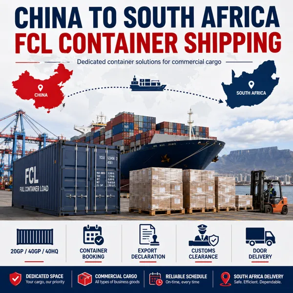 Envío marítimo de contenedores de carga completa (FCL) de China a Sudáfrica para carga comercial