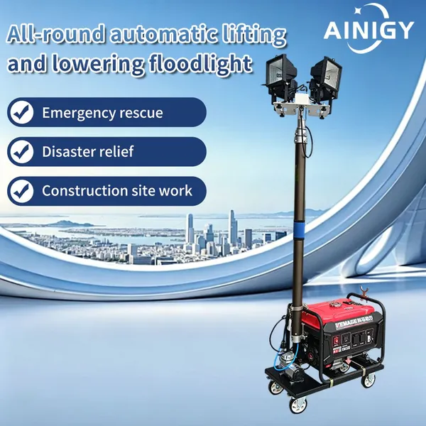 Portable Mobile Lighting Lamp, Gasoline Generator-powered Lighthouse, Emergency Rescue Mobile Lifting and Lighting Equipment photo-2