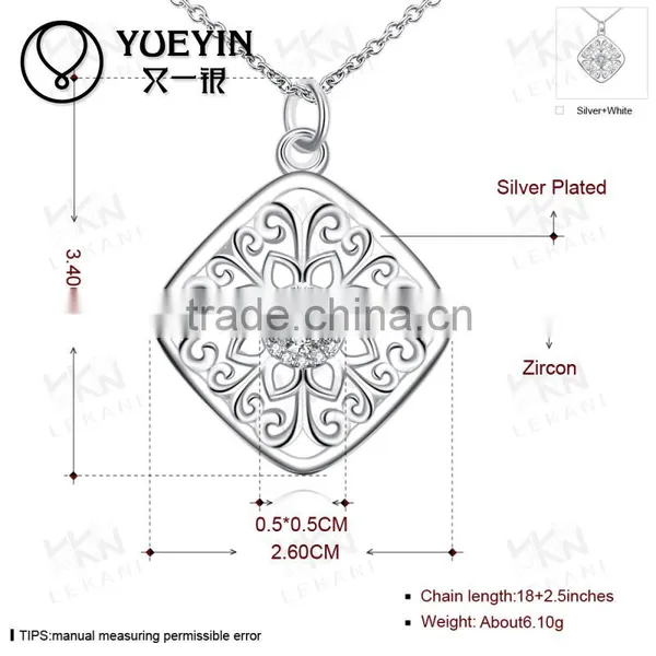 America Hot Selling New Fashion Style Fast Delivery Wholesale Fashion Silver Plated Zircon Necklaces photo-3