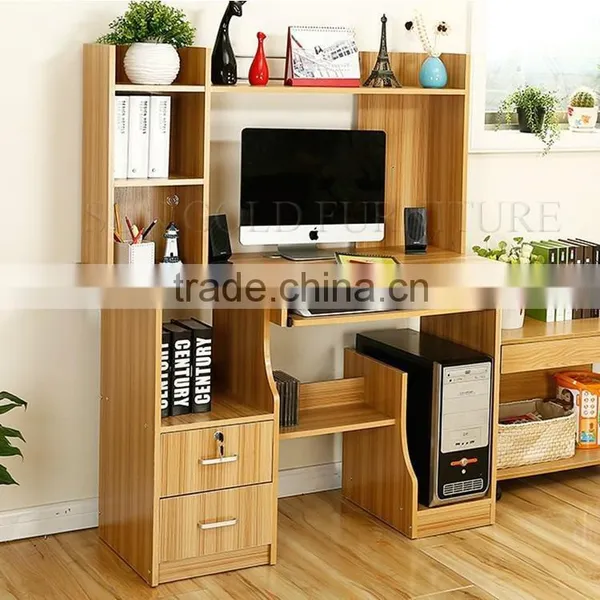 White Wood Study Room Chinese Style Bookcase/ Study Table/ Computer Desk (SZ-FCB396) photo-6