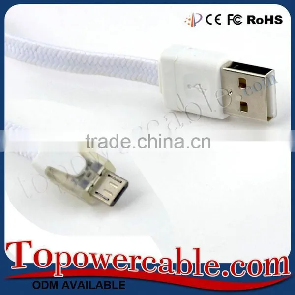 For Samsung Galaxy Led Braided Cord White Micro Usb Cable With Led Light photo-2