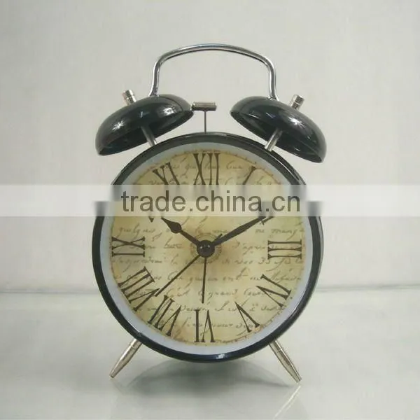 Cartoon Retro Standing Metal Mini Classical Black Paris Bell Table Clock photo-2