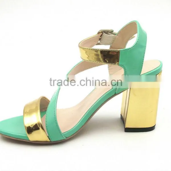 Young Lady Thick High Heel Ankle Strap Mix Color Sandals photo-3