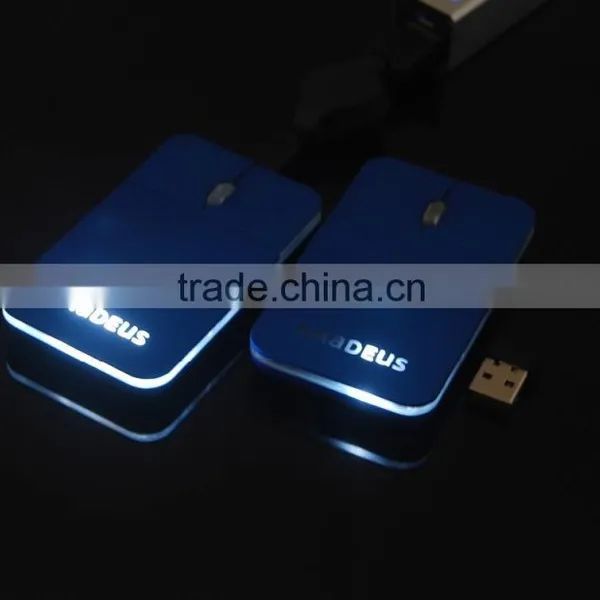 Rechargeable 2.4G Wireless Flat Slim Mouse With Led LOGO for Promotional Gift photo-4