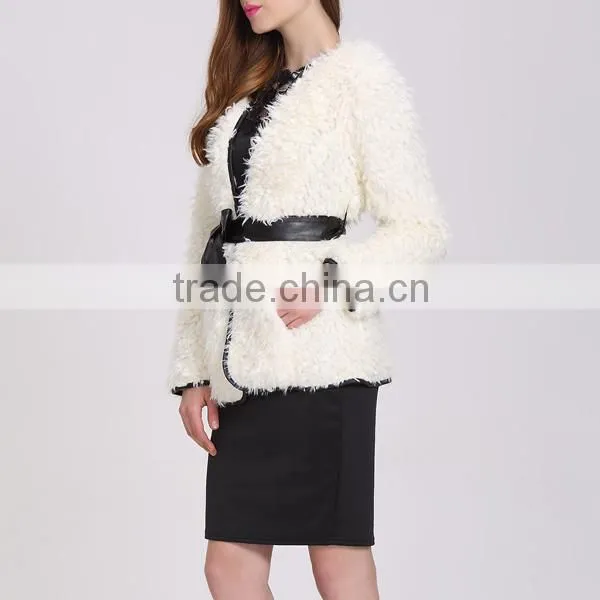 Wholesale New Style White And Long Winter Fashion Women Coat With Belt photo-4