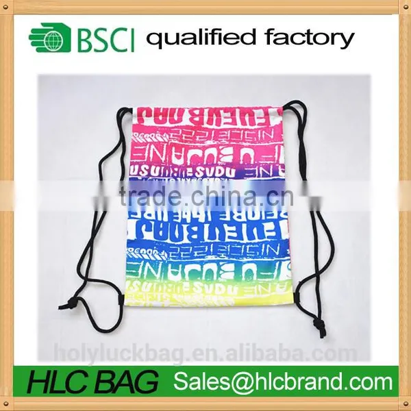 Fashion Heat Transfer Print Rainbow Drawstring Bag Reusable Rucksack photo-4