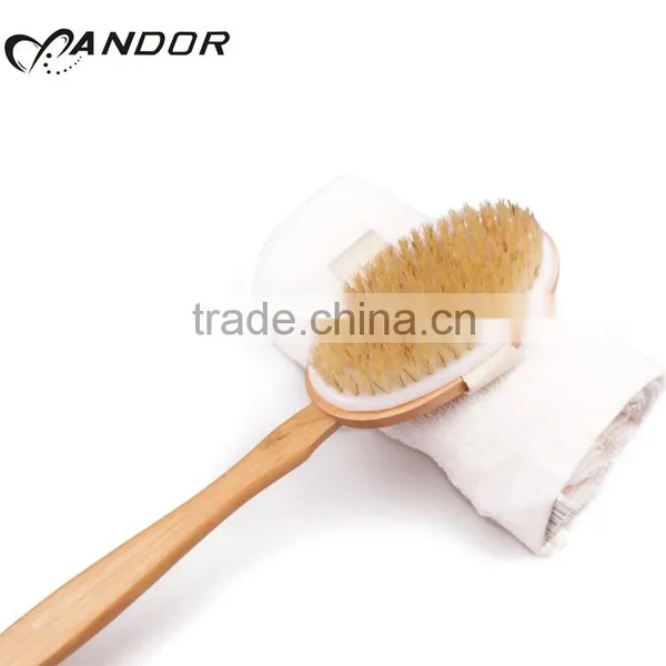 Natural Bristle Detachable Wooden Handle Bath Brush photo-6