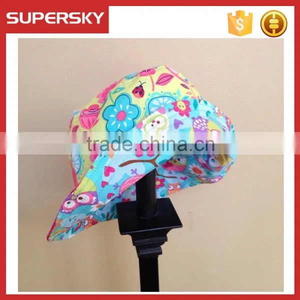 K-376 Fashionable Unisex Satin Lined Printed Pattern Cotton Bucket Hat Floral Printing Bucket Hat photo-3