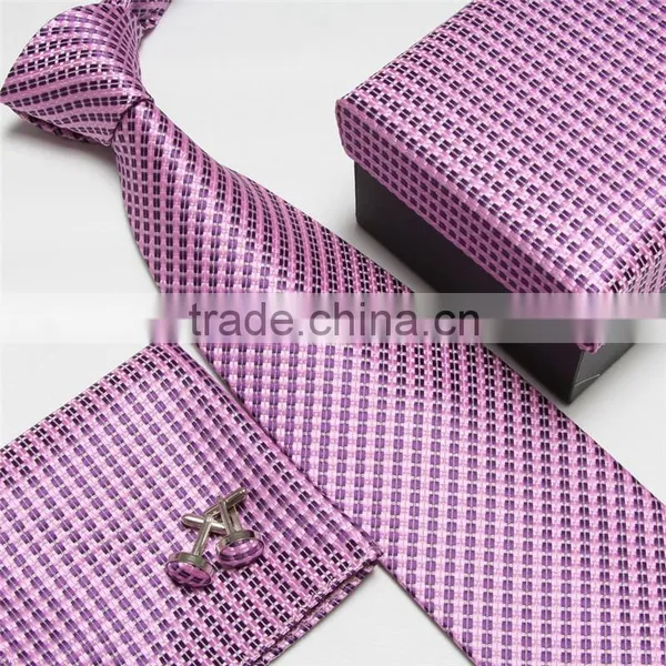 Fashion Stripe Microfiber Mens Tie Handkerchief Cufflink Sets Quality Choice photo-4