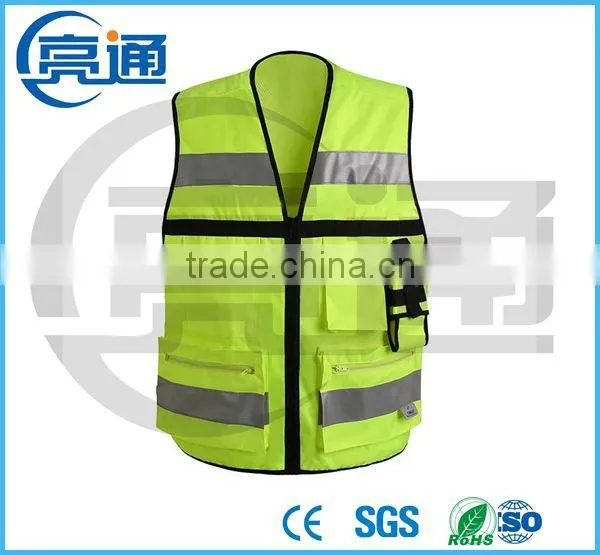 2 Pockets Neon Green Safety Vest With Reflective Strips ANSI/ISEA Medium photo-2