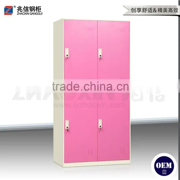 Antique 4-door Closet Key Lock Clothes Steel Locker Metal Stainless Gym Wardrobe Locker