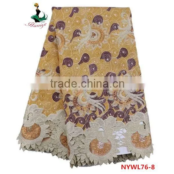 Wholesale Women Dress Wax Lace Fabric/ Lace Fabric Mix With Holland Wax photo-6