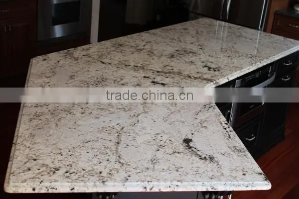 CURVED GRANITE KITCHEN COUNTER, COLOR WHITE GALAXY