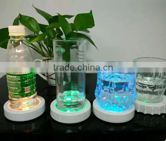 Customized Round Glass Coaster LED Light Plastic Beer Glass Coaster photo-2
