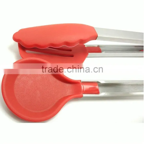 Food Multifunction Hand Long Stainless Steel Silicone Kitchen BBQ Tongs photo-5