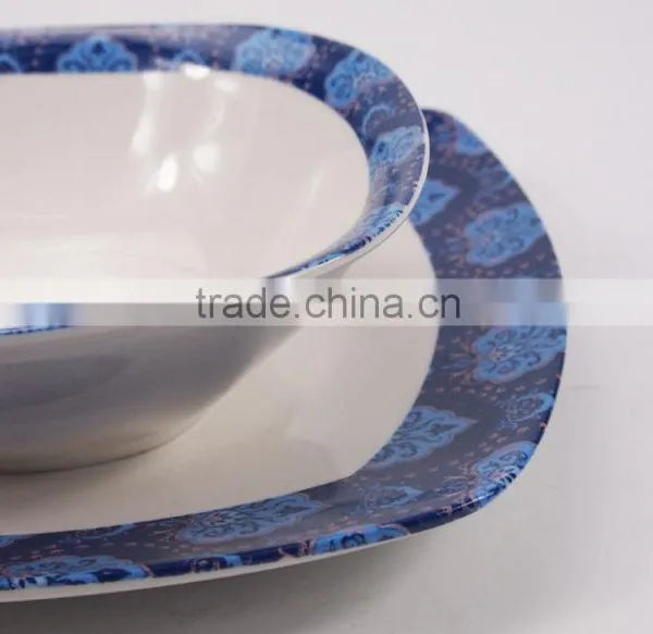Vintage Blue Floral Printed Kitchen Porcelain Dinnerware Set Ceramic photo-5