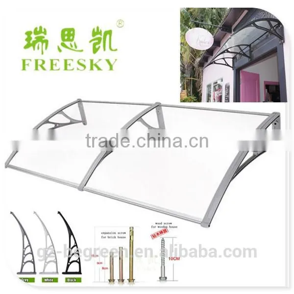Freesky Cheap Plastic Frame Polycarbonate Sheet Window Awning Shed Entry Door Canopy, Sun Shed Gazebo Awning photo-2