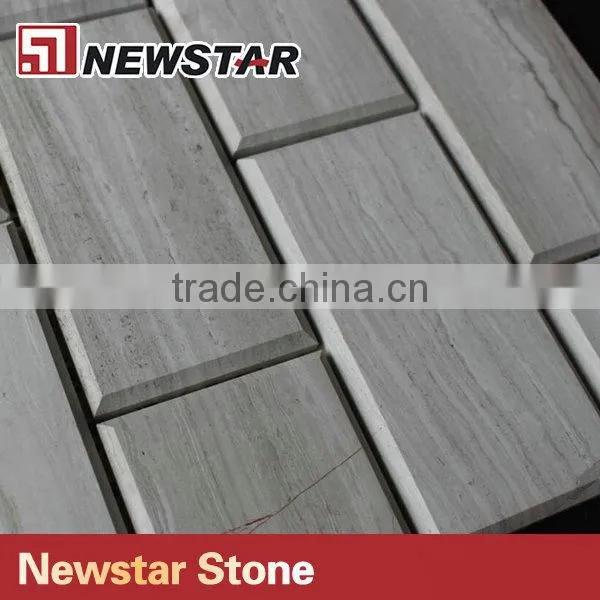 White Wooden Beveled Brick Mosaic photo-2