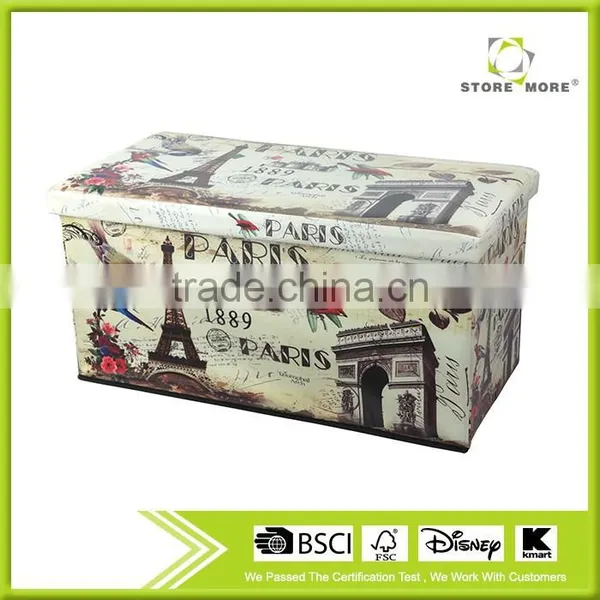 Decorative Storage Footstool/Paris Printing Footsool photo-3