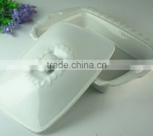 Stocked White Serveware Porcelain Serving Soup Tureen With Lid Cooking Rectangle Tureen for Restaurants and Home Use photo-2