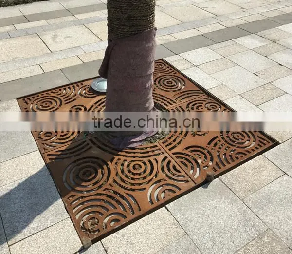 FO-9T05 Square Corten Steel Tree Perforated Strainer photo-3