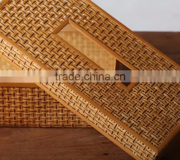 Wicker bamboo tissue box / best selling table decorartion