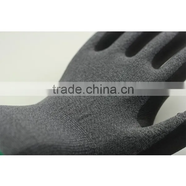 NMSAFETY 13 Gauge Knitted Nylon and Spandex Liner Coated Black Foam Nitrile on Palm Soft Working Safety Goves photo-2