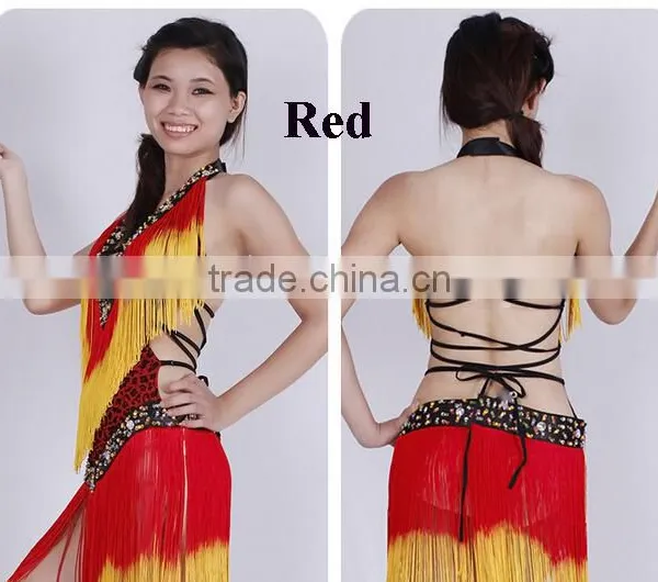2015 Summer Hot Sale Blackless Tassel Latin Dress V-line Latin Dress photo-6