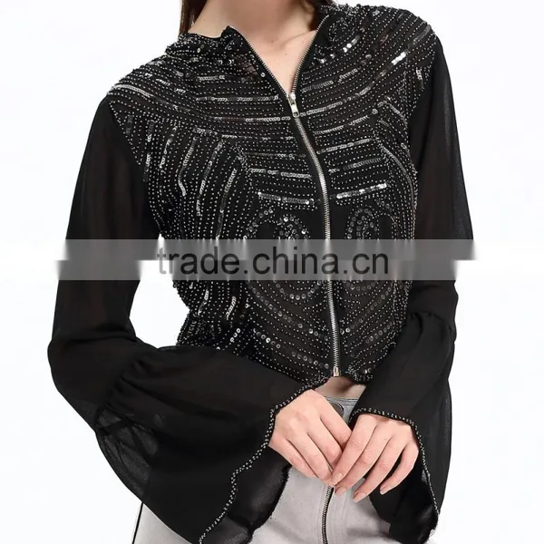 Domin Fashion Beading and Sequin Womens Crop Tops photo-2