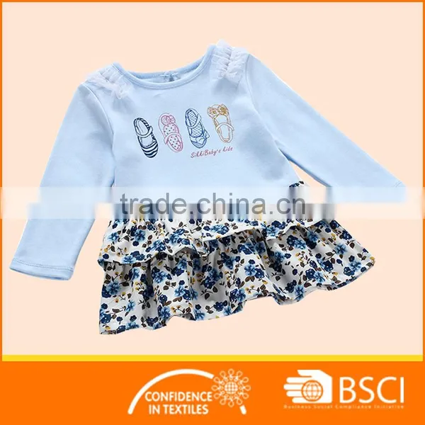 Long Sleeve, Lace Shoulder Layer Skirt Hem Toddler Dresses photo-2