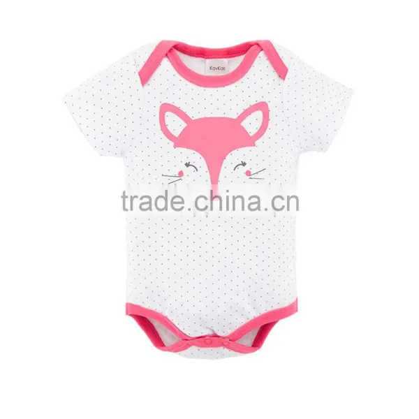 Fashion Fox Style Girl Rompers Short Sleeve 100% Cotton Newborn Baby Clothes Wholesale photo-3
