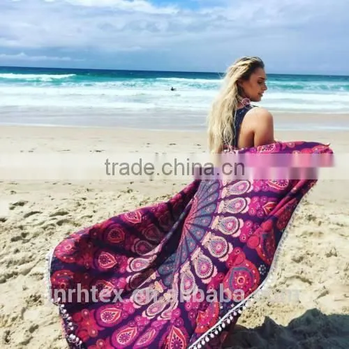 100% Cotton Custom Reactive Printing Round Towel Beach photo-2