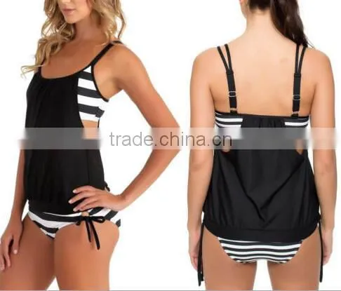 EY0039A Vertical Stripe Print Straps Short Bodysuit for Swimming Wear Sexy Beach Clothes photo-4