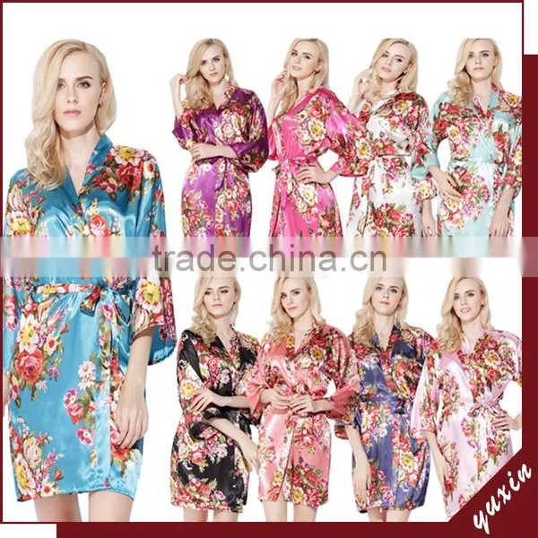 Satin Wedding Robes Silk Bridal Party Bathrobes Robe de Soiree RS1-0015 photo-2