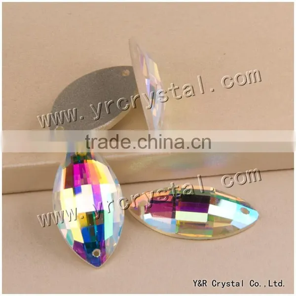 Sew on Fish Eye ab Rhinestones Beads Crystal Glass Beads AB Color With Two Holes or Not photo-6