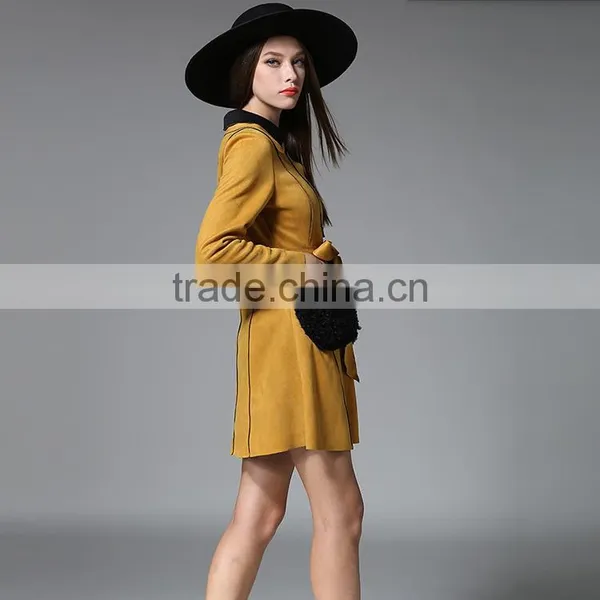 B40993A Korean Style Fashion Women Clothing Long Wool Winter Suede Coat photo-4