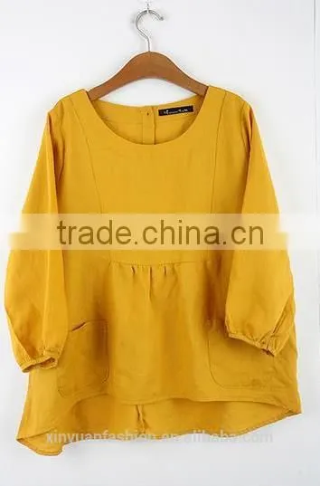 Women Linen Blouse Tops Linen Fabric Clothing Apparel Factory Wholesale photo-4