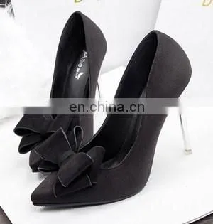 2015 New Office Ladies Red/Green/Black Color Shallow Mouth Bow Pointed Plus Size High Heel Shoes Fashion Suede Heels photo-6