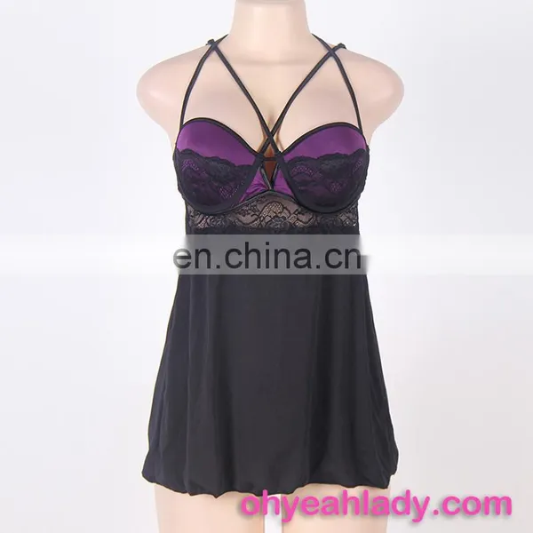 Factory Fashion Women Black Sex Night Dress photo-4