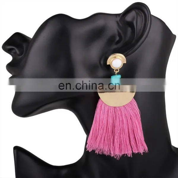 New Designs Gold Metal With Long Tassel Handmade Earrings photo-5