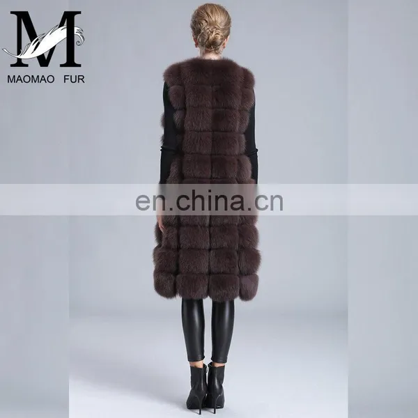 2016 Fashion Genuine Real Fox Fur Vest Women's Long Fox Fur Vests photo-3