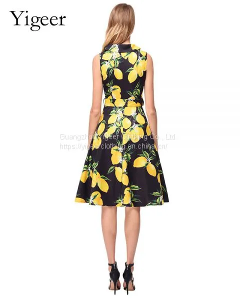Vintage Sleeveless Printed Floral A-line Midi Dress photo-4