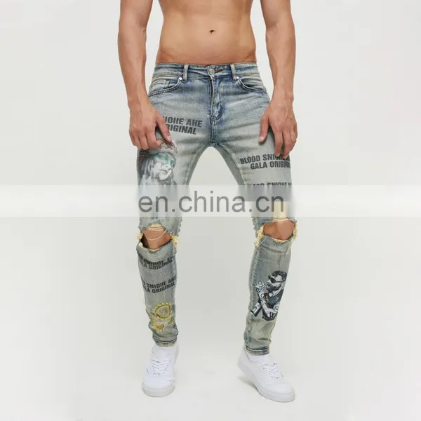 DiZNEW OEM DENIM SKINNY FIT DIGITAL PRINTING DESIGNERS MEN JEANS photo-4