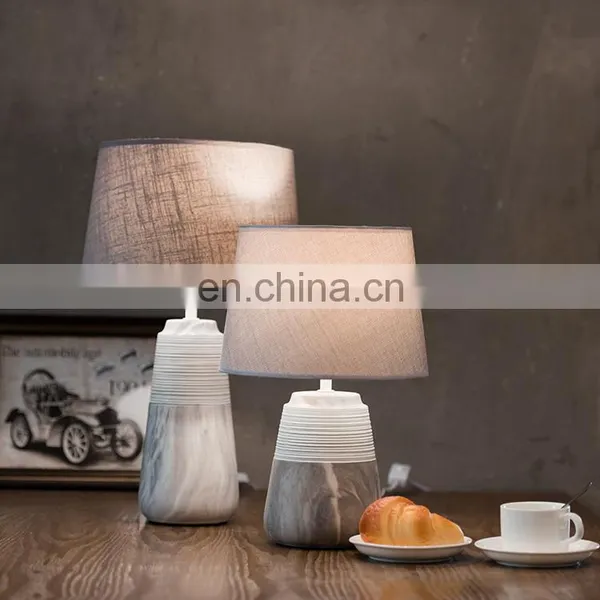 Unique Custom Barrel Shape Large Ceramic Base Cheap Office Table Lamp for Hotel Bedside photo-2