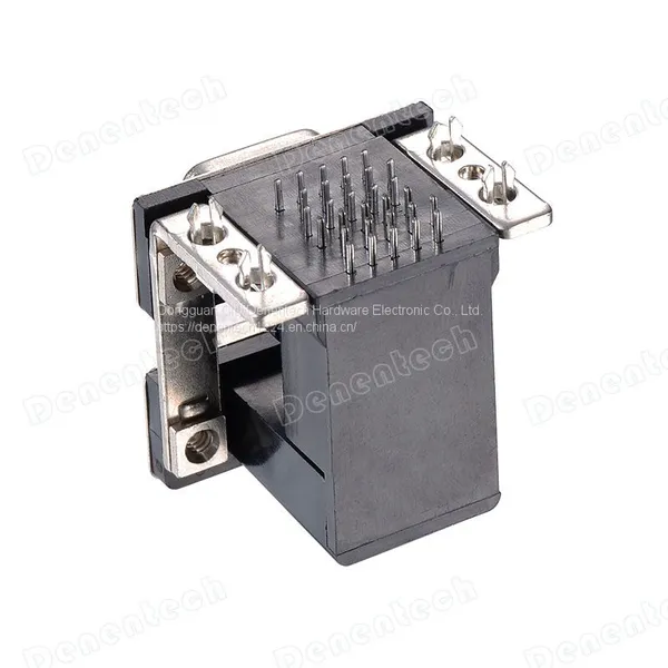 Denentech Hardware Parts Right Angle Dual Port HDR15 Female To HDR15 Female D-SUB Connector
