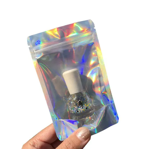 Holographic Transparent Small Laminated Aluminum Foil Packaging Bag for Cosmetic photo-2